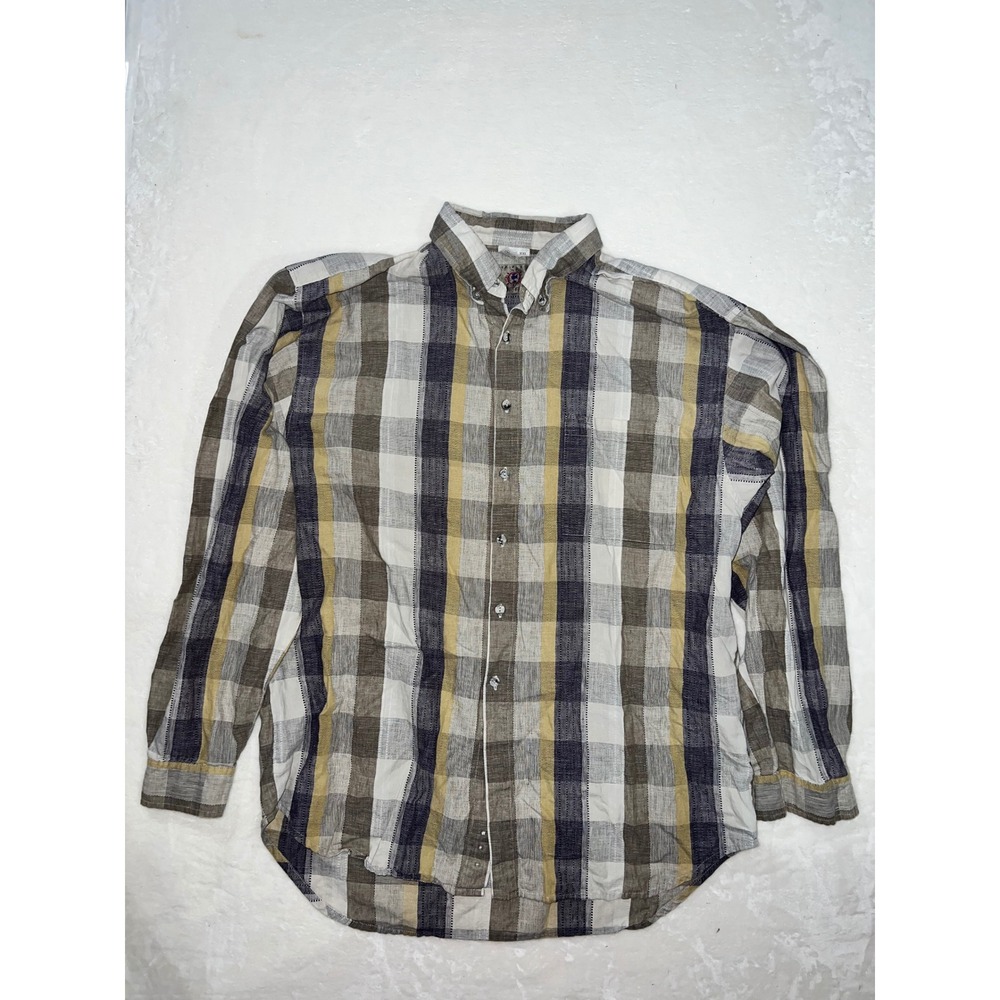The Territory Ahead Men XXL‎ Plaid Linen Cotton Blend Button Down Shirt